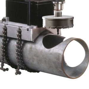 Řetězový svěrák na trubky, pro magnetické vrtačky na kov