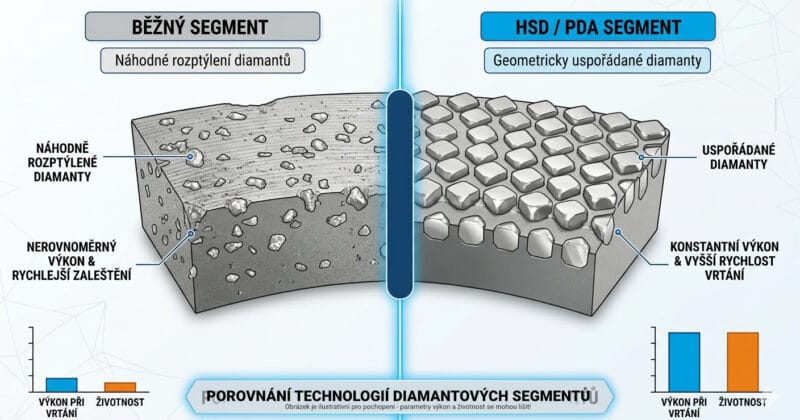 Porovnání segmentů standard vs HSD / PDA