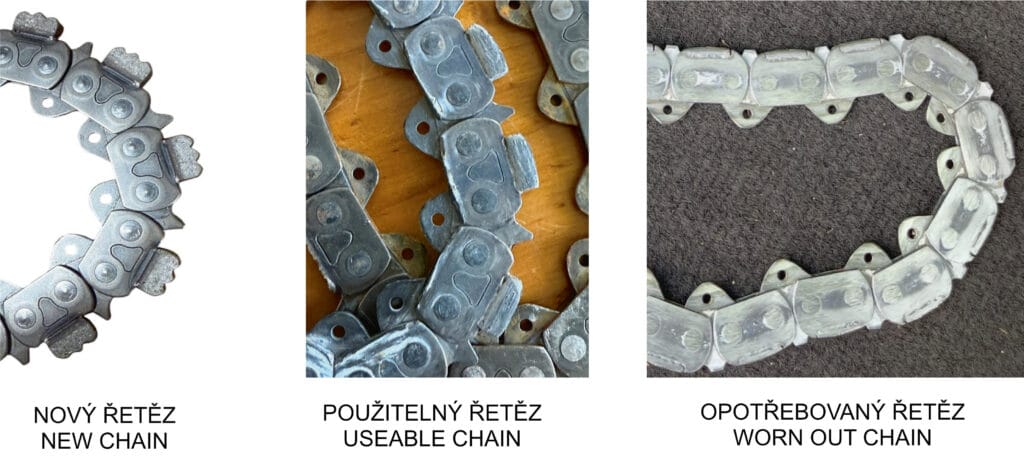 Opotřebení diamantového řetězu - hnací články