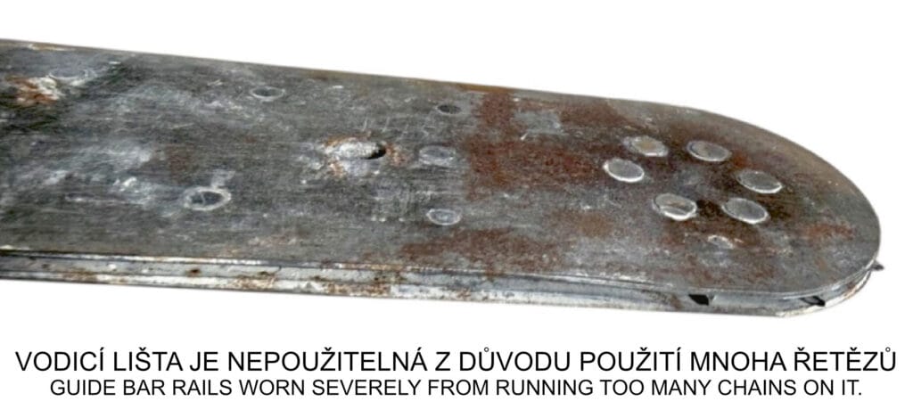 Vodící lišta k řetězové pile na beton a její opotřebení