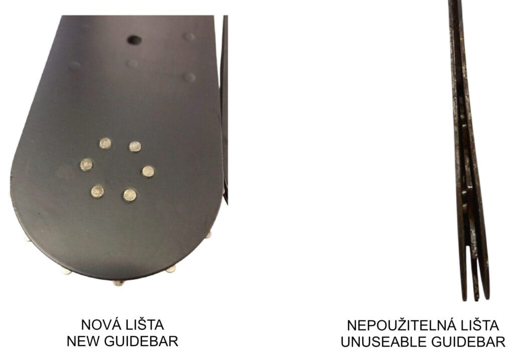 Vodící lišta k řetězové pile na beton a její opotřebení